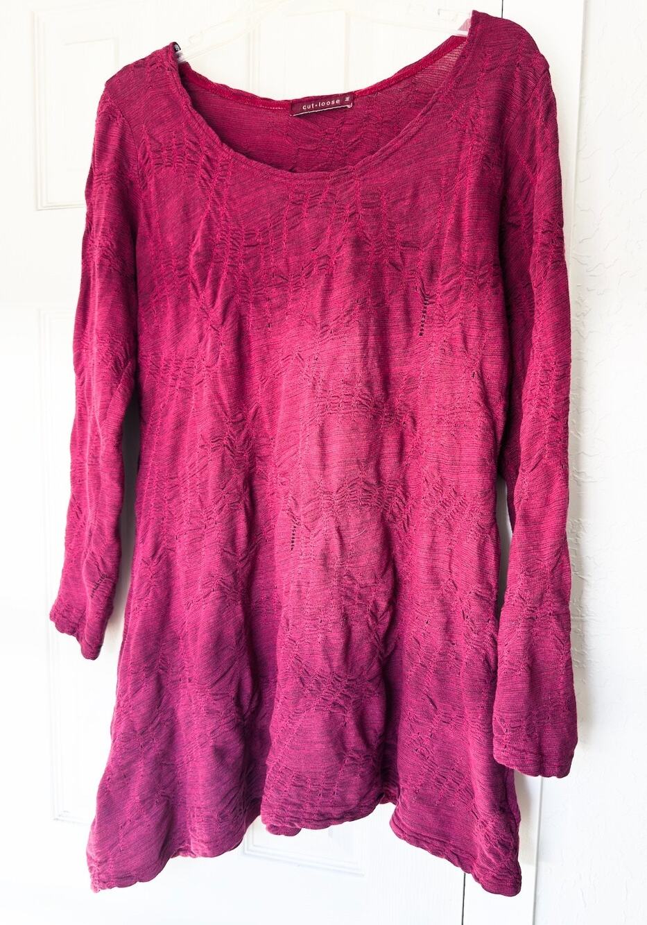 Cut Loose Women's Cotton Blend Knit Tunic Top Size Medium Cranberry Lagenlook